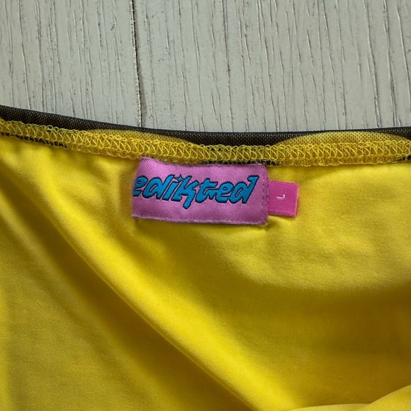Edikted Yellow and Black Ruched Mini Pencil Skirt - Picture 3 of 3